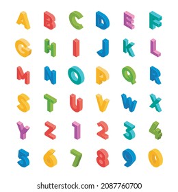 Letters and Numbers isometric icons
