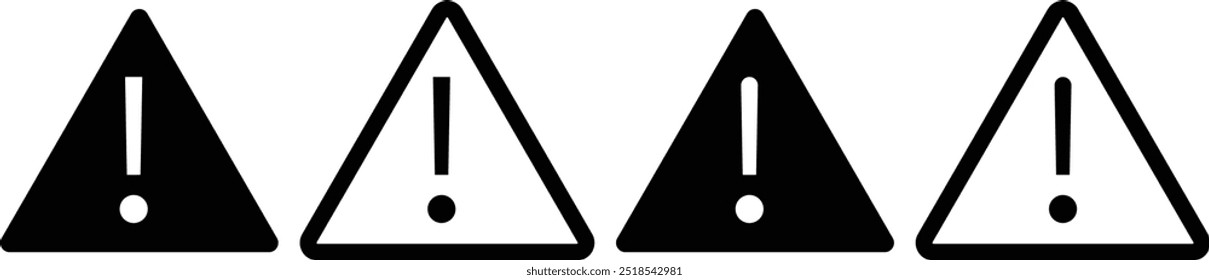 Conjunto de letras y números de tableros de advertencia Icono negro