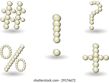 letters and numbers and signs on white background