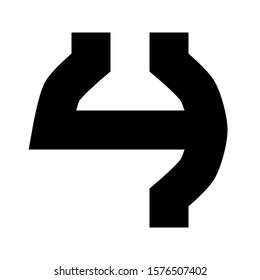 Letters and numbers - simple circle font - black number 4 - vector illustration