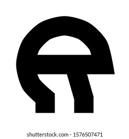 Letters and numbers - simple circle font - black letter R - vector illustration