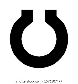 Letters and numbers - simple circle font - black letter U - vector illustration