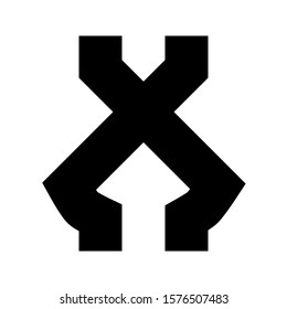 Letters and numbers - simple circle font - black letter X - vector illustration