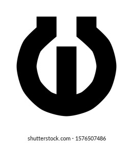 Letters and numbers - simple circle font - black letter W - vector illustration