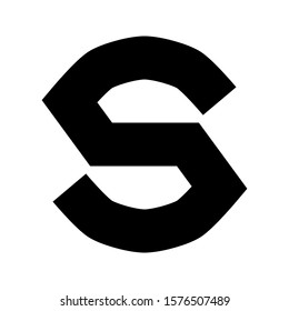 Letters and numbers - simple circle font - black letter S - vector illustration