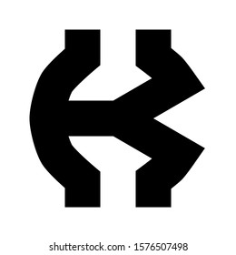 Letters and numbers - simple circle font - black letter K - vector illustration