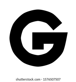 Letters and numbers - simple circle font - black letter G - vector illustration