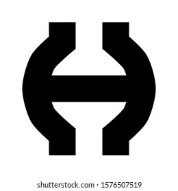 Letters and numbers - simple circle font - black letter H - vector illustration
