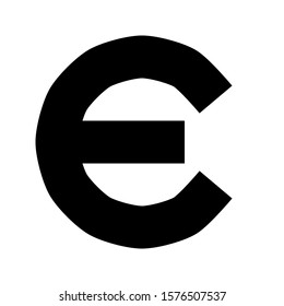 Letters and numbers - simple circle font - black letter E - vector illustration