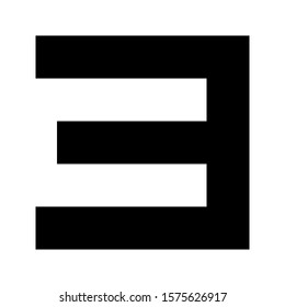 Letters and numbers - simple square font - black number 3 - vector illustration