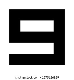 Letters and numbers - simple square font - black number 9 - vector illustration