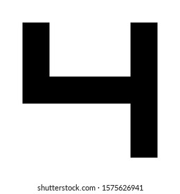 Letters and numbers - simple square font - black number 4 - vector illustration