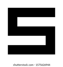 Letters and numbers - simple square font - black number 5 - vector illustration
