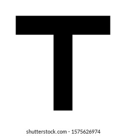Letters and numbers - simple square font - black letter T - vector illustration