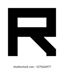 Letters and numbers - simple square font - black letter R - vector illustration