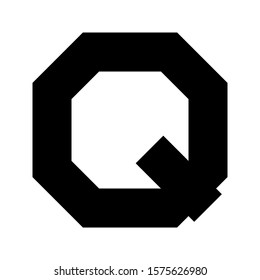Letters and numbers - simple square font - black letter Q - vector illustration