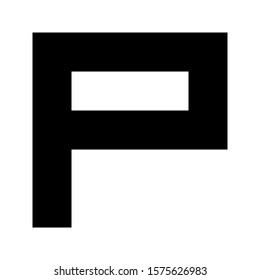 Letters and numbers - simple square font - black letter P - vector illustration