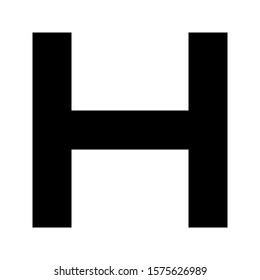 Letters and numbers - simple square font - black letter H - vector illustration