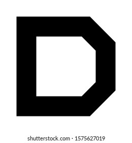 Letters and numbers - simple square font - black letter D - vector illustration