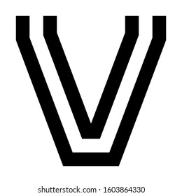 Letters and numbers - square outline font - black letter V - vector illustration