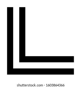 Letters and numbers - square outline font - black letter L - vector illustration