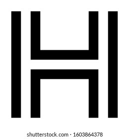 Letters and numbers - square outline font - black letter H - vector illustration