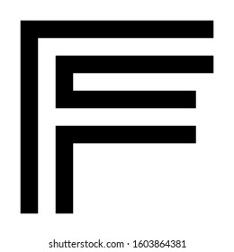 Letters and numbers - square outline font - black letter F - vector illustration