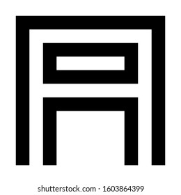 Letters and numbers - square outline font - black letter A - vector illustration