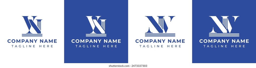 Letters NV and VN Pillar Logo, suitable for business with NV and VN related to Pillar