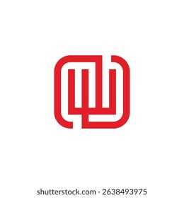 letters nw red stripes square geometric logo vector 
