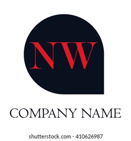 letters NW rounded square shape icon logo red