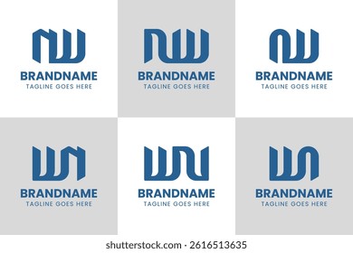 Letters NW and WN Monogram Logo Set, suitable for any business with WN or NW initials