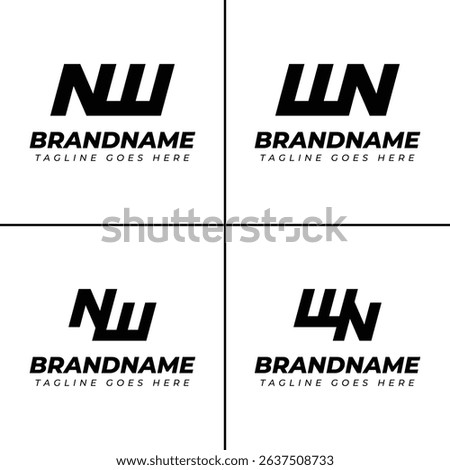 Letters NW and WN Monogram Logo Set, suitable for any brand with WN or NW initials