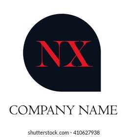 letters NX rounded square shape icon logo red