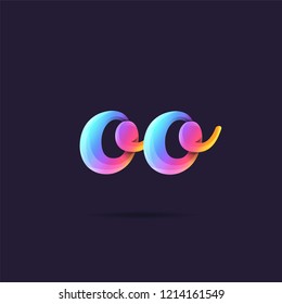 Letters O & O 3D logo, multi colour gradient letters icon vector template.
