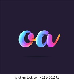 Letters O & A 3D logo, multi colour gradient letters icon vector template.
