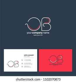 Letters O B joint logo icon with business card vector template.