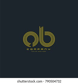 Letters O & B joint logo icon. Stroke letter vector element.
