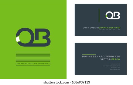 Letters O & B logo, emblem or icon with business card vector template.

