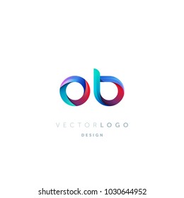 Letters O B logo, multi colour letters icon vector template.
