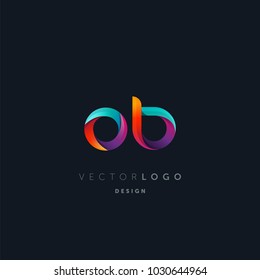 Letters O B logo, multi colour letters icon vector template.