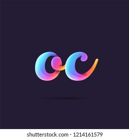Letters O & C 3D logo, multi colour gradient letters icon vector template.

