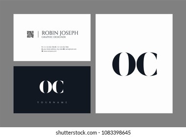 Letters O C, O & C joint logo icon with business card vector template.