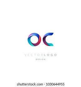 Letters O C logo, multi colour letters icon vector template.
