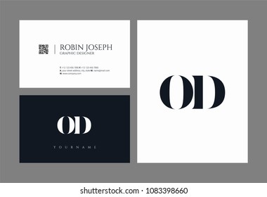 Letters O D, O & D joint logo icon with business card vector template.
