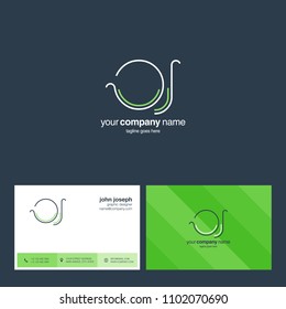 Letters O & J joint logo icon with business card vector template.