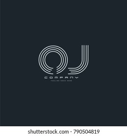 Letters O & J joint logo icon. Stroke letter vector element.
