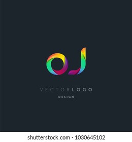 Letters O J logo, multi colour letters icon vector template.