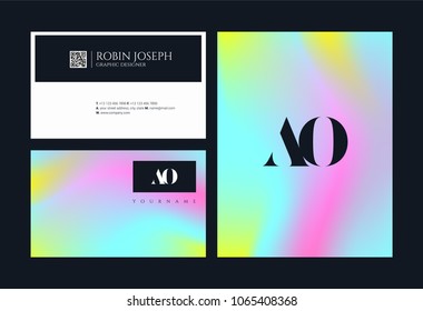 Letters A O, A & O joint logo icon with business card vector template.
