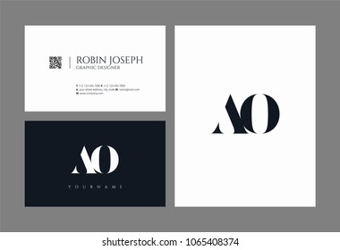 Letters A O, A & O joint logo icon with business card vector template.
